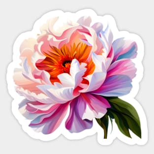 Elegant Ombre Pink Peony Flower Watercolor Floral Art Sticker